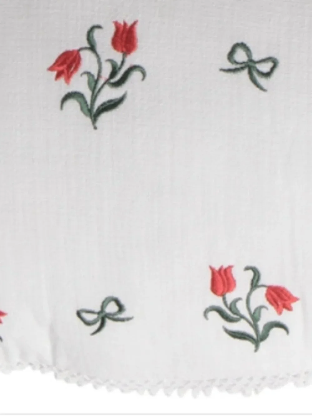 NWT MAEVE AND ROSE 14x30 Embroidered Flowers Lace Trim Lumbar Pillow